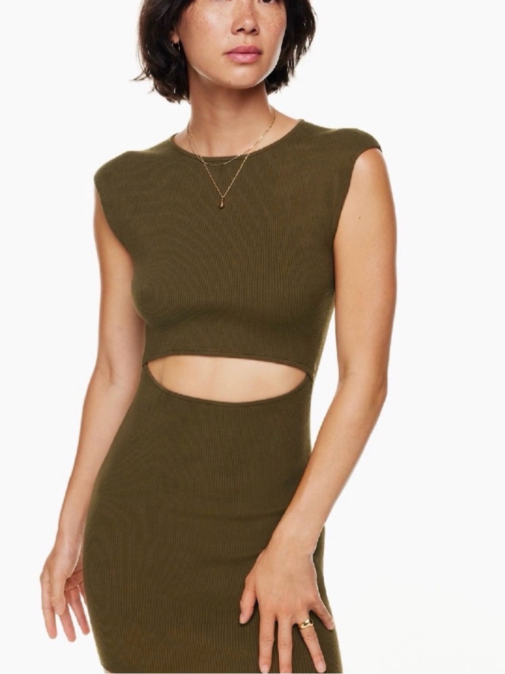 Aritzia Sleeveless Ribbed Knit Dress in Dark Gray - Picture 3 of 3